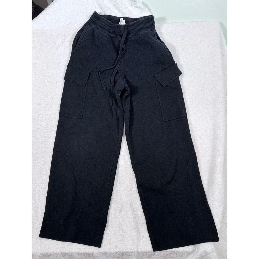 ALO Yoga Cargo Utility Pants XS Black High Waist Soft Washed Pocket Drawstring
